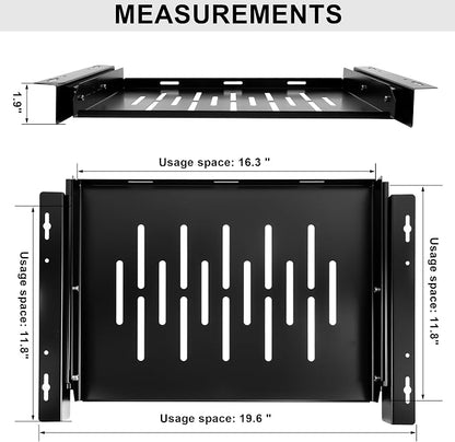 Under Desk Laptop Drawer with Air Vents, 16.3" x 12" Metal Pull Out Sliding - Image 2