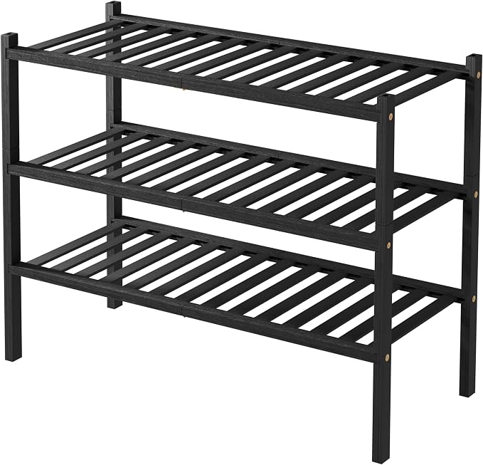 3 Tier Bamboo Shoe Rack for Closet Free Standing Wood Shoe Shelf Storage - Image 8