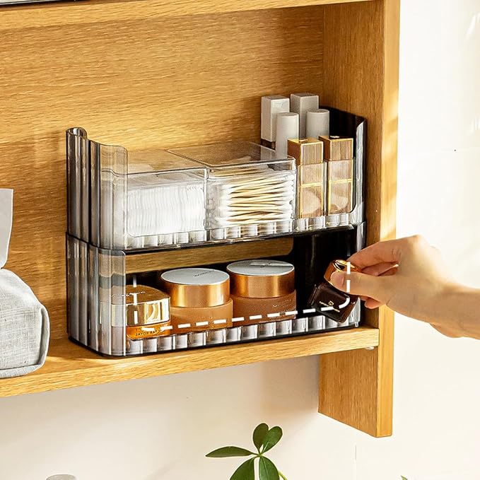 2-Tier Stackable Medicine Cabinet Organizer Shelves, Cotton Swab Holder - Image 6