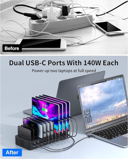 620W Charging Station for Multiple Devices, 10-Port USB C Fast Charger Station - Image 4