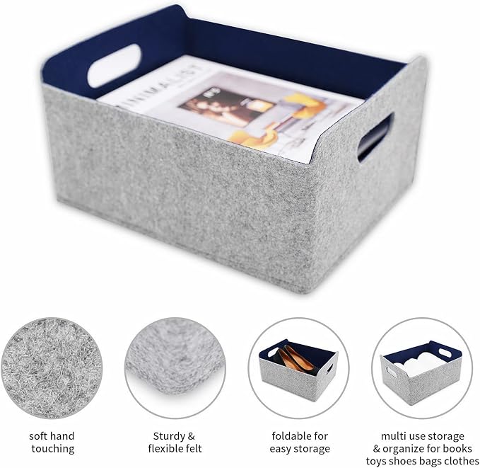 Welaxy storage baskets Felt Foldable Cube bin Shelf Bins Organizer Felt box - Image 5
