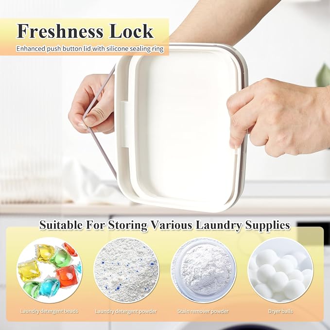 Gute Laundry Pod Holder with Lid - 186oz Sealed Automatic Pop-Up Dispenser - Image 5