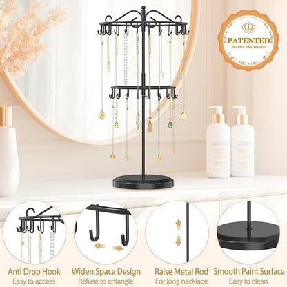 MODOWEY Rotating Necklace Holder Organizer Display Stand - Image 4