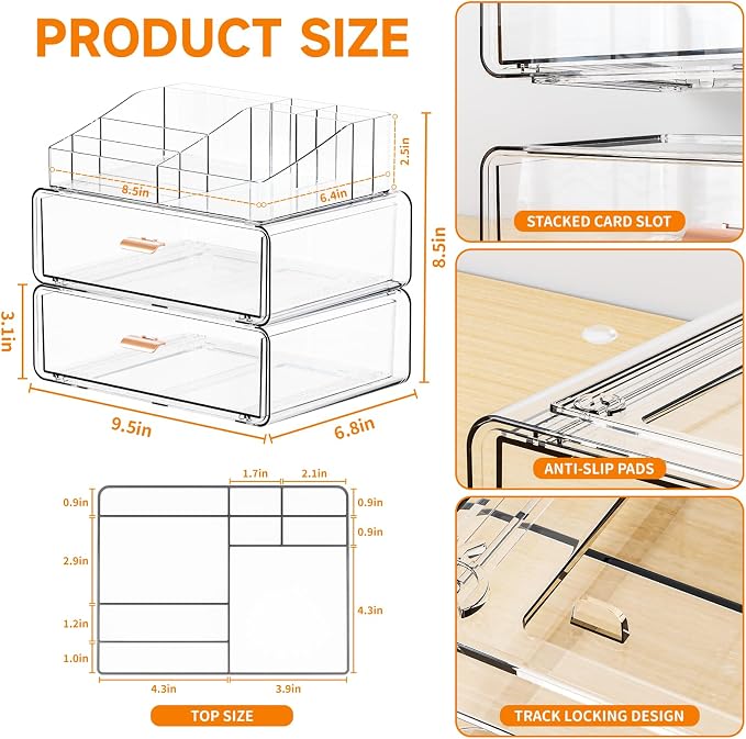 Yieach Clear Acrylic Makeup Organizers Countertop - Image 3