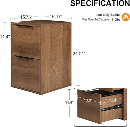 LUCYPAL 2 Drawer File Cabinet, Wood File Cabinets - Image 3