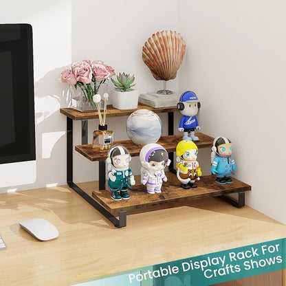 ELITEROO 3 Tier Wooden Display Rack, Portable Products Display Stand, 3 Step - Image 8
