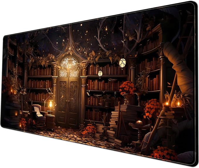 Vintage Desk Pad Magical Bookshelf Desk Mat Extra Large Big Office Mouse Pad by YKJWW