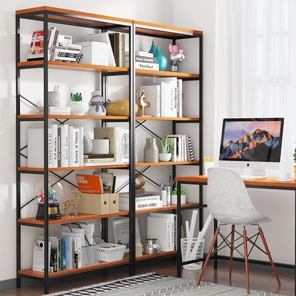 Himimi 6 Tier Industrial Bookshelf, Vintage Standing Storage Shelf, Display - Image 2