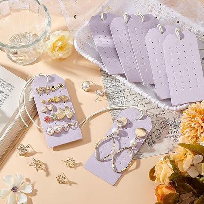 OLYCRAFT 7Pcs Portable Leather Earring Holders Light Purple Leather Earring - Image 5