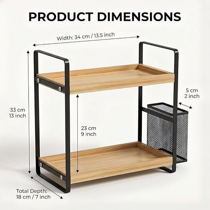 2-Tier Wood Bathroom Counter Organizer - Image 2