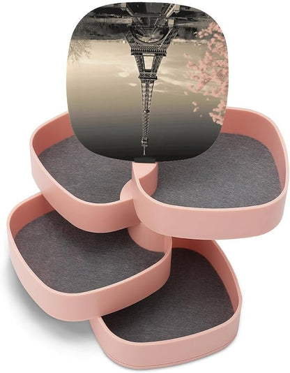 Paris Tower Rotating Jewelry Organizer Box 4-Layer 360° Rotatable ABS Jewelry - Image 8