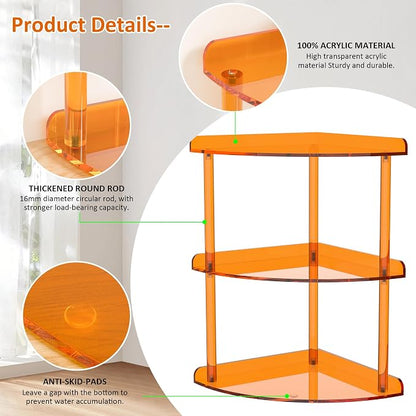 3 Tier Acrylic Corner Shelf Organizer Storage 9.5x9.5x15.7 Inch, Study Room - Image 5