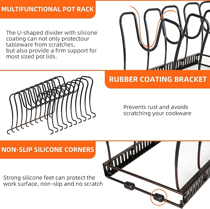Pot Rack Organizer -Expandable Pot and Pan Organizer - Image 4