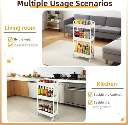 3 Tier Narrow Rolling Storage Cart - Image 3