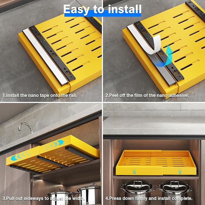 Mustorn 2 Pack Pull Out Cabinet Organizer, Expandable Slide Out Drawers - Image 8