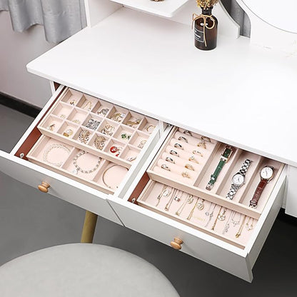 LANDICI Stackable Jewelry Organizer Trays 4 Set, PU Leather Jewelry Organizer - Image 6