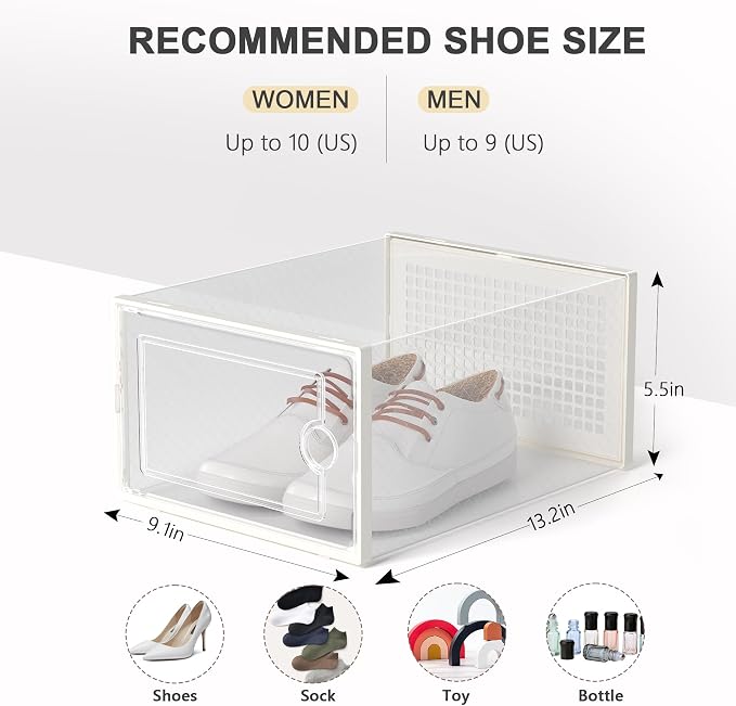 Kuject 12 Pack Large Shoe Boxes, Drop-front design fits women's size 10 - Image 2
