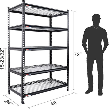 WORKPRO 5-Tier Metal Storage Shelving Unit, 48”W x 24”D x 72”H, Adjustable - Image 3