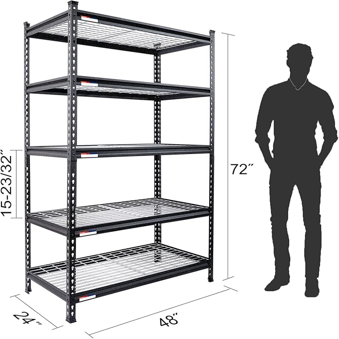WORKPRO 5-Tier Metal Storage Shelving Unit, 48”W x 24”D x 72”H, Adjustable - Image 3