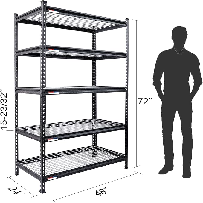 WORKPRO 5-Tier Metal Storage Shelving Unit, 48”W x 24”D x 72”H, Adjustable - Image 3