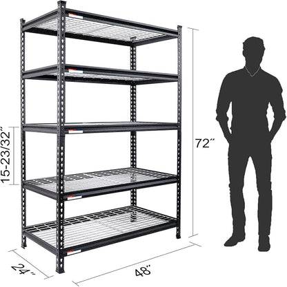 WORKPRO 5-Tier Metal Storage Shelving Unit, 48”W x 24”D x 72”H, Adjustable - Image 3
