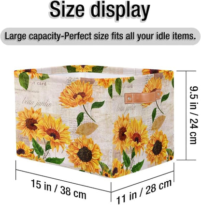 Storage Basket Flower Floral Sunflower, Large Foldable Organizer Storage Bins - Image 6