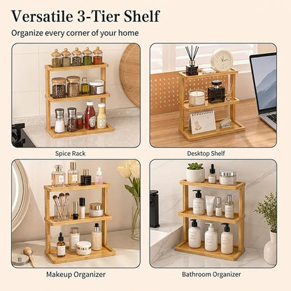 PEKER Bamboo Bathroom Organizer Countertop – Vanity Storage Shelf - Image 7