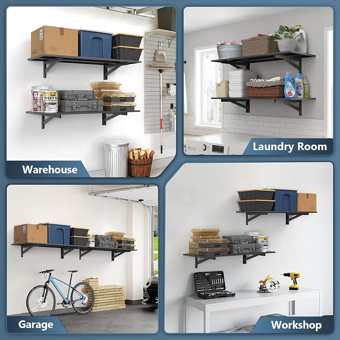 Jusgym 2 Pack Heavy Duty Garage Wall Shelving, 700lbs Capacity Garage Shelving - Image 8