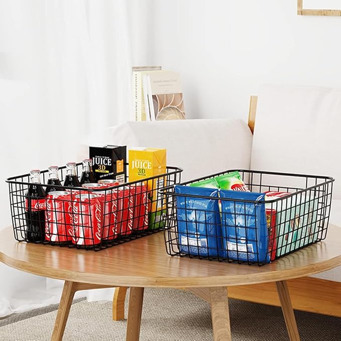 3 Pack Large Wire Baskets for Organizing 14.2'' Metal Wire Baskets - Image 8