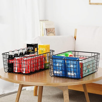 3 Pack Large Wire Baskets for Organizing 14.2'' Metal Wire Baskets - Image 8
