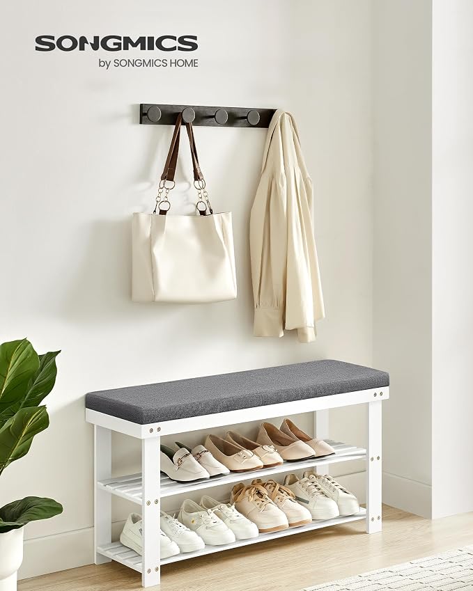 SONGMICS Bamboo Shoe Bench, 3-Tier Shoe Rack Organizer - Image 2