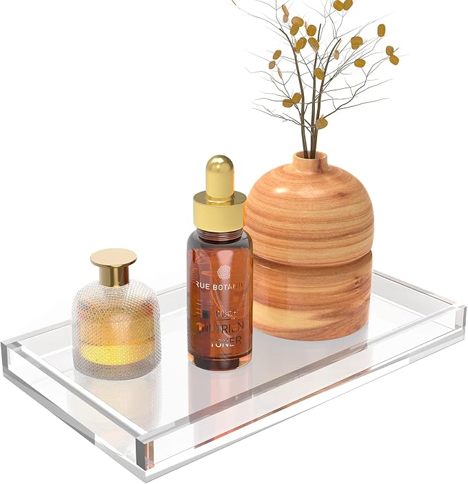 Vanity Tray 8mm Thicken Clear Acrylic Organizer Tray 10.5 * 6" by Cilinta