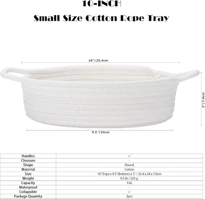 Sea Team 2-Pack Cotton Rope Baskets, 10 x 3 Inches Small Woven Storage Basket - Image 6