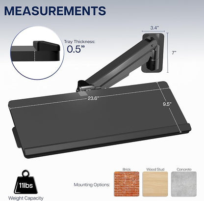 VIVO Sit-Stand 24 Inch Pneumatic Spring Keyboard and Mouse Tray Wall Mount - Image 5