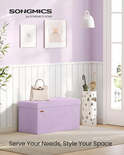 SONGMICS Velvet Storage Ottoman, Folding Storage Bench - Image 3