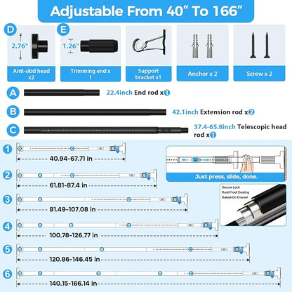 AIZESI 41-165 Inch Heavy Duty Tension Curtain Rod - Image 4
