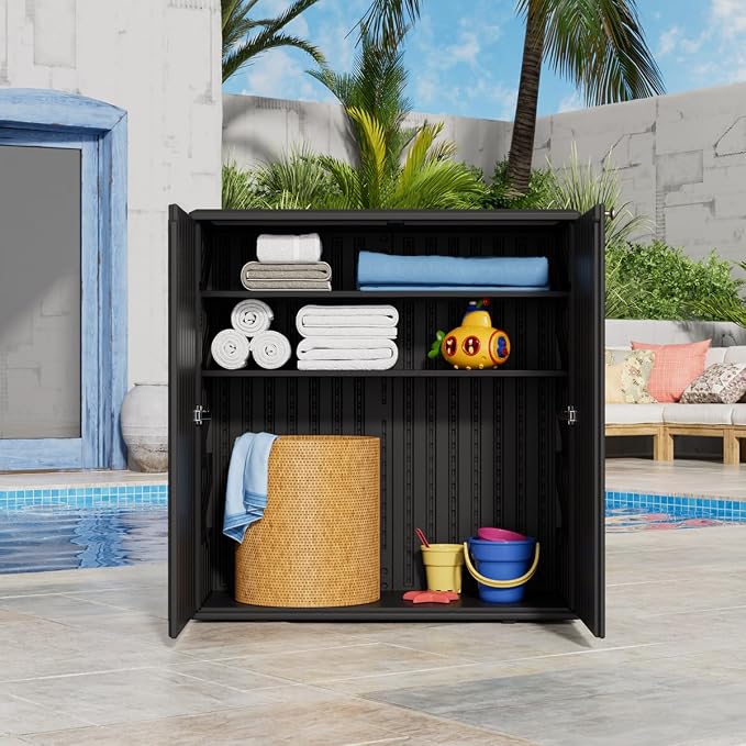 Outdoor Storage Cabinet Waterproof, Resin 62 Gallon Deck Box - Image 7