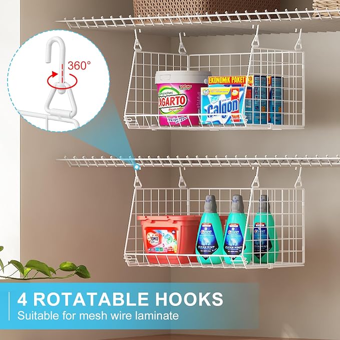3-Tier Hanging Laundry Basket Organizer：Foldable Wire Shelf Laundry Room - Image 3