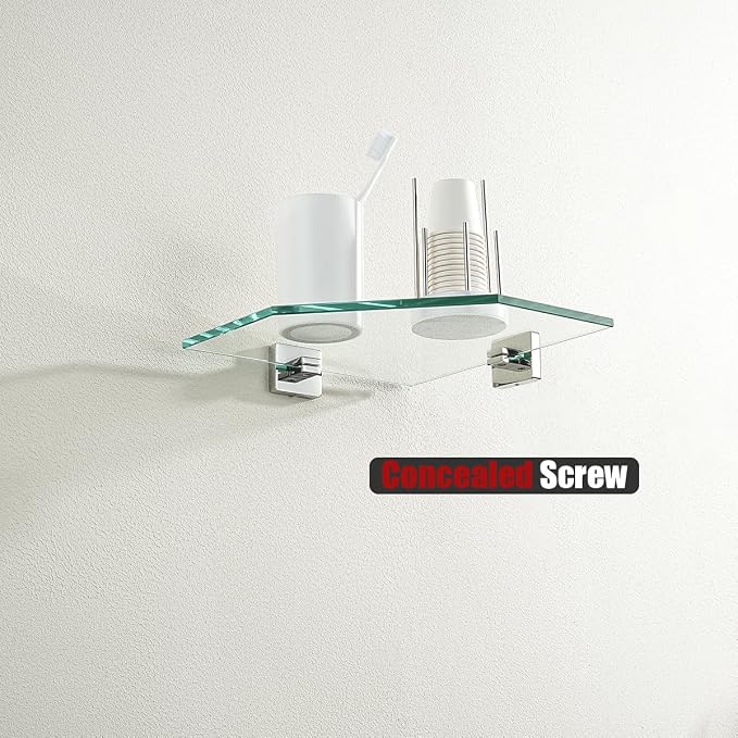 JQK Corner Glass Shelf, Polished Chrome Bathroom 304 Stainless Steel Shower - Image 3