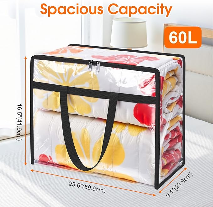 SpaceTrove Clear Clothes Storage Bags, 6 Pack Closet Organizers and Under Bed - Image 2
