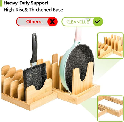 Pots and Pans Organizer under Cabinet, Bamboo Expandable Bakeware and Cutting - Image 7