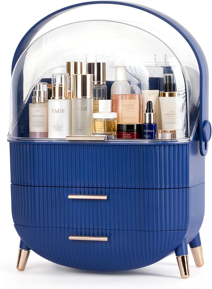 MASSY Egg Shape Makeup Storage Box, Countertop Portable Vanity Cosmetics by MASSY