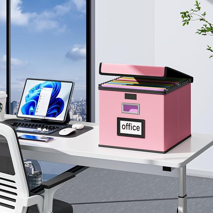 File Organizer Box with Lids, Collapsible File Folder Organizer | File Box with - Image 4