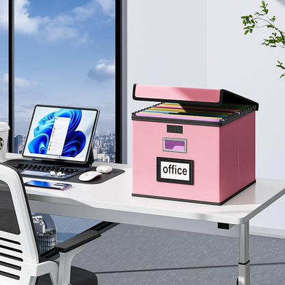 File Organizer Box with Lids, Collapsible File Folder Organizer | File Box with - Image 4