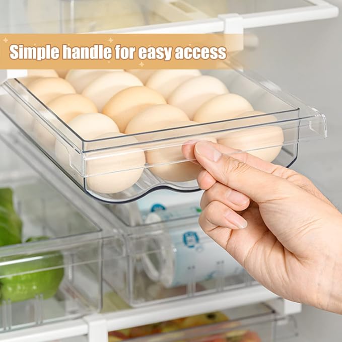Egg Holder For Refrigerator，Mini Fridge Drawer Organizer Egg Storage Bin Clear - Image 4
