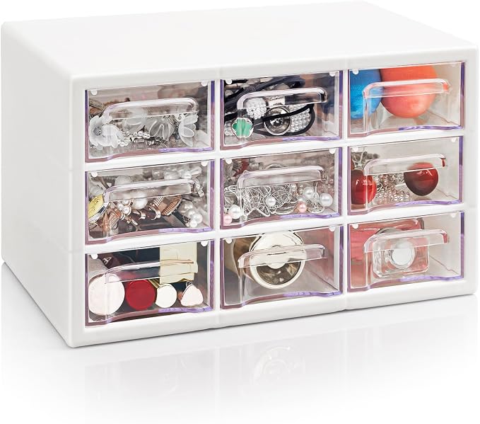 Desk Storage Organizer with 9 Drawers, FODIENS Stackable Desktop Craft Drawer by FODIENS