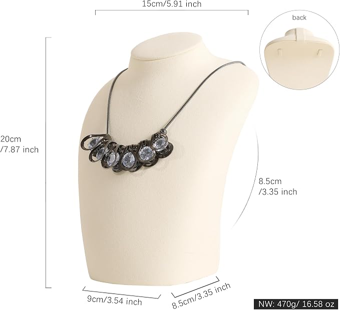 GemeShou Beige necklace hanger jewelry organizer, Velvet jewelry stand necklace - Image 5