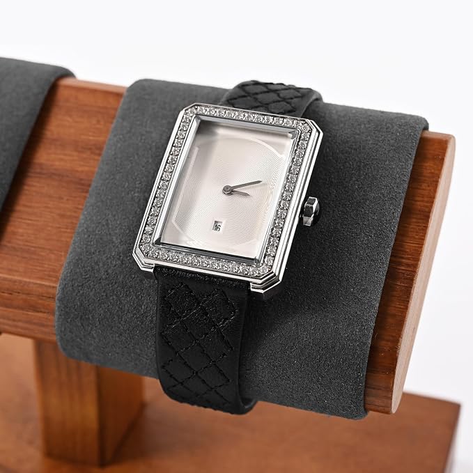 Oirlv Solid Wood Double Watch Display Stand Watch Bracelet Organizer（Grey） - Image 8