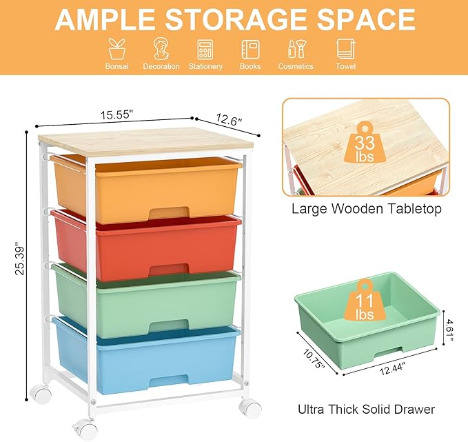 Utility-Rolling-Storage-Drawer-Craft-Cart-Organizer - Image 3