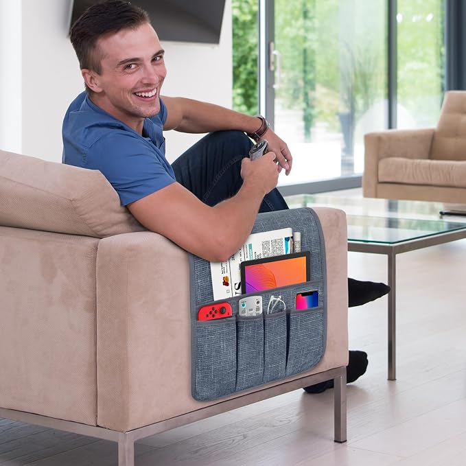 Couch Armrest Remote Control Holder, Couch Caddy Gifts - Image 2